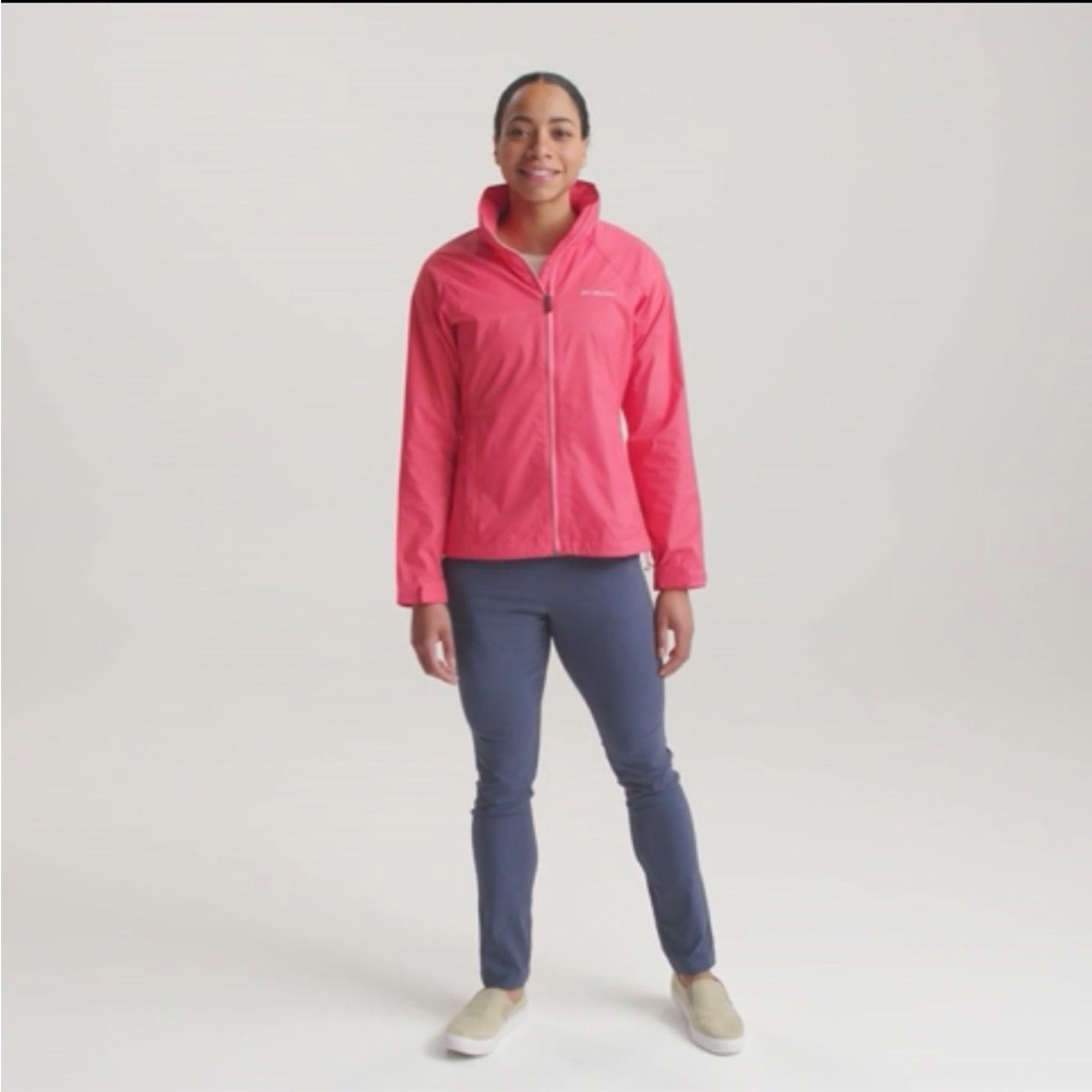 Columbia Women's Switchback Rain Jacket; Large; Pink Rain Jacket; Packable Coat